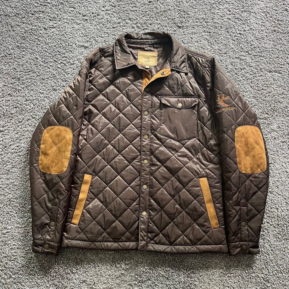 Onward Reserve Braswell Jacket Dark Brown Quilted Nylon Suede Elbow Patch Mens M